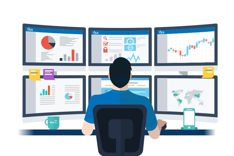 Managed SOC - Security analysts monitoring network activity and investigating security incidents