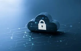 A lock sign in a cloud which represents cloud security